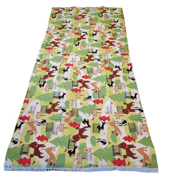 Cotton Fabric Dogs Garden Court Park Trees 18 x 44" My Pets by M’Liss Green - Picture 1 of 11